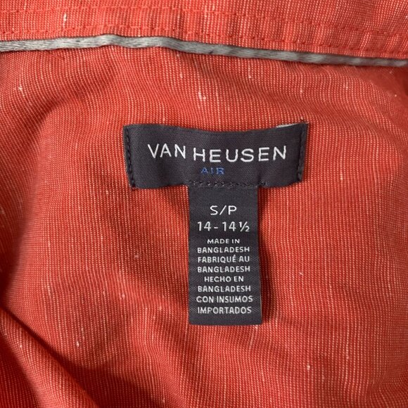 Van Heusen Air Button Up Short Sleeve Shirt S Red Pocket Cotton Blend Collared - Picture 6 of 6